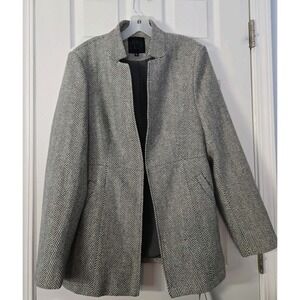 NWT Mina Self Herringbone Blazer Jacket Black White XL